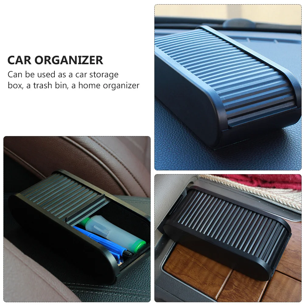 

1Pcs Car Storage Box ABS Material Roll Shutter Design Portable Organizer Coin Holder Mini Trash Bin Car Supplies