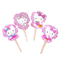 24 stücke Hallo Kitty Cake Topper niedlichen Cartoon Kuchen Dekoration Kinder Party Dekoration Kawaii Anime Sanrio Kuchen Insert Kinder Geschenk