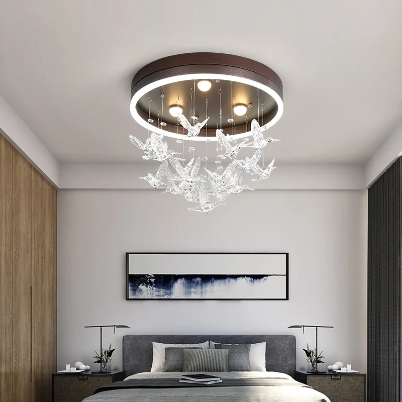 Modern Minimalist Crystal Ceiling Lamps LED Bedroom Chandelier Creative and Personalized Boy  Girl Warm Children\'s Room Lighting