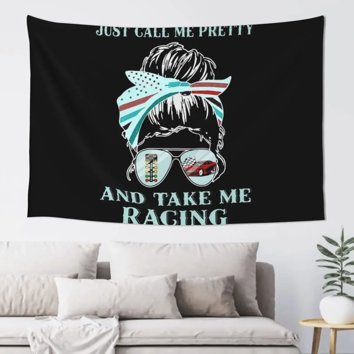 

DRAG RACING JUST CALL ME PRETTY TAKE ME RACING Tapestry On The Wall Aesthetics For Room Tapestry