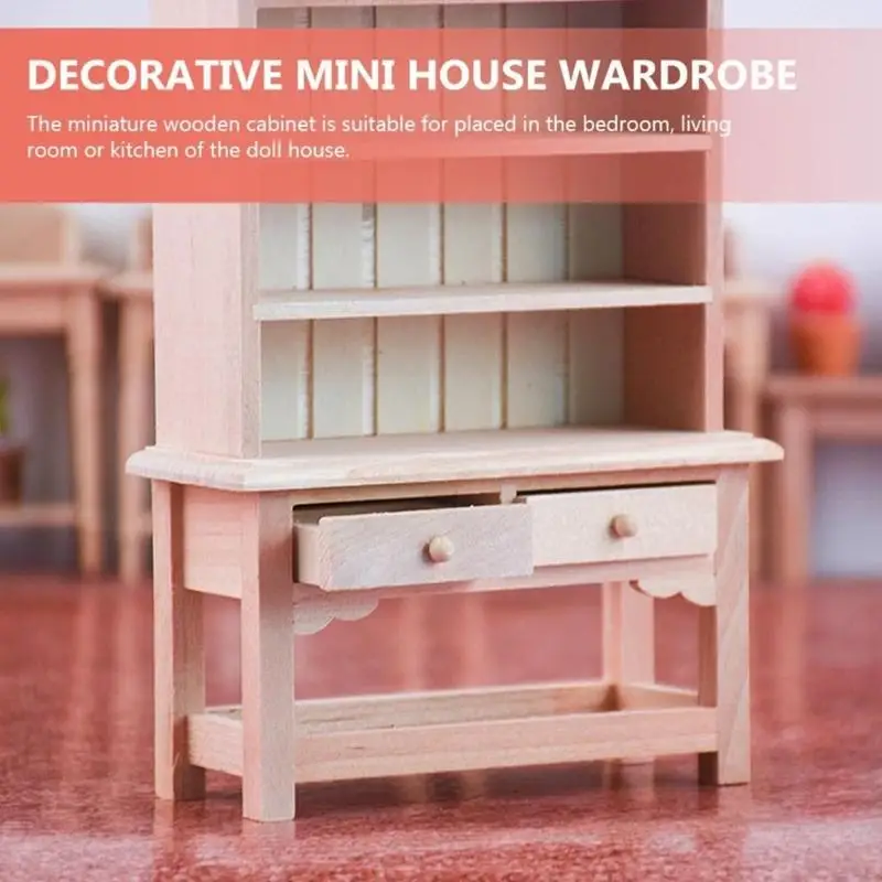 木製収納キャビネット1/12ドールハウス装飾的な本棚寝室の風景アクセサリープロジェクト家具置物l8rb