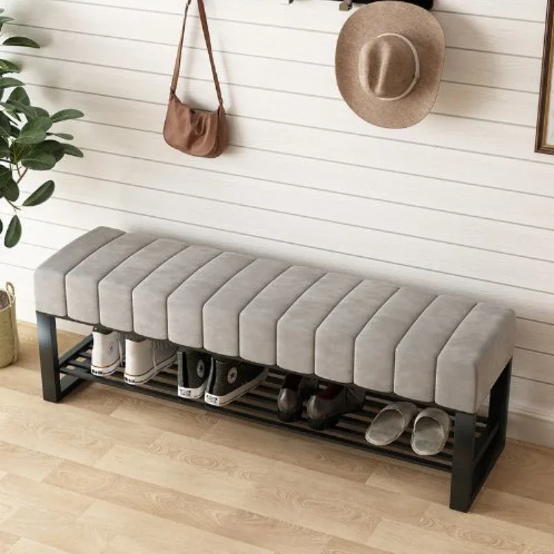Muebles para sala de estar, otomanos, Interior, moderno, nórdico, puerta de entrada de lujo, taburete para zapatos, taburete Simple estable de acero inoxidable para sofá