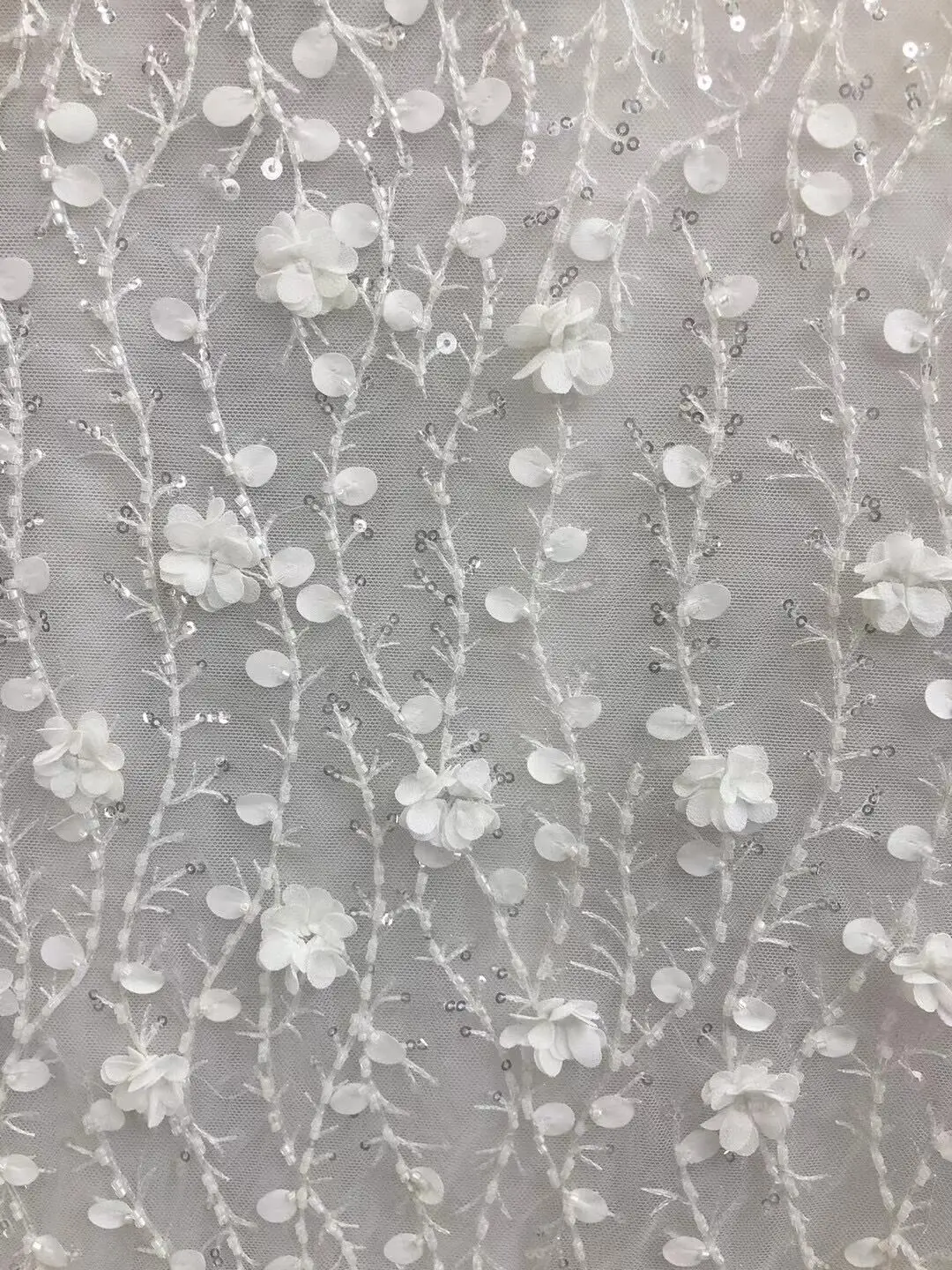 

French Tulle Lace Fabric Sequins J-1302867 Emroiderey African beads Lace Fabric High Quality Sequins Lace For Wedding