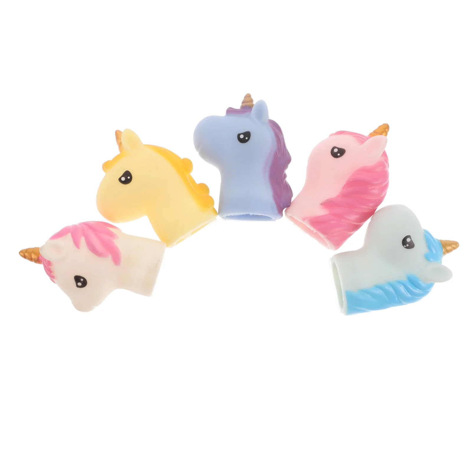 5 Pcs Unicorn Hand Puppet Toddler Puppets Finger Halloween Mini Toys Bulk Toddlers Animal Vinyl Rubber Small for Kids Prize