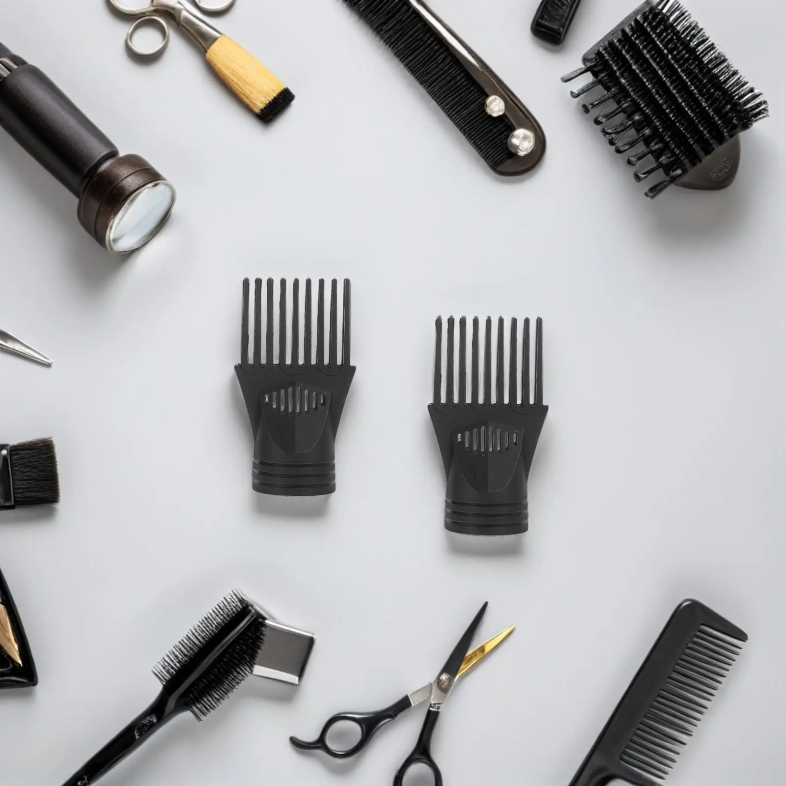 

Набор из 5 пластиковых насадок-расчесок для фена: насадка-гребень для укладки, распутывания и завивки волос, сменные насадки для фена