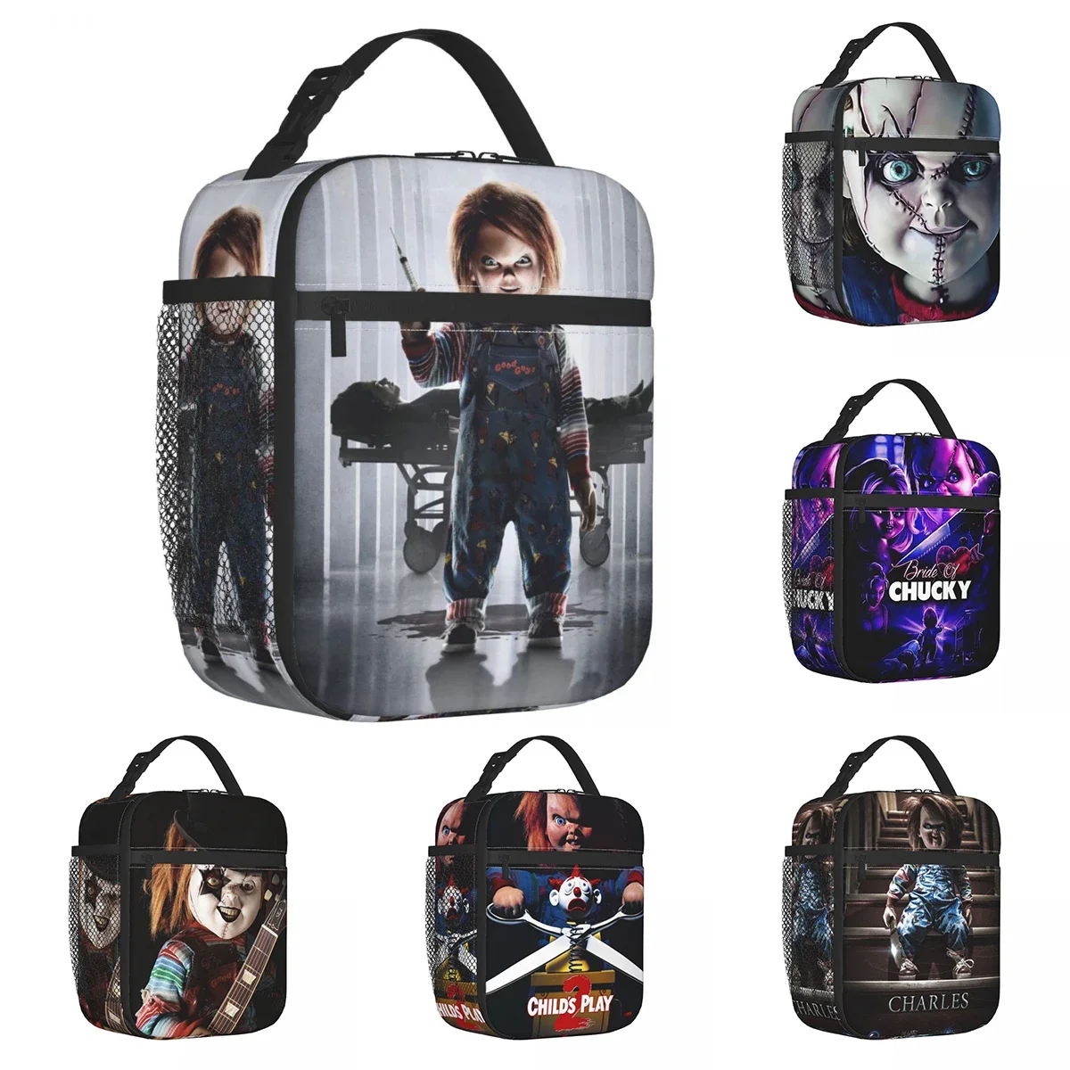 

Chucky Halloween Thermal Insulated Lunch Bag School Horror Movie Portable Lunch Container Thermal Cooler Lunch Box