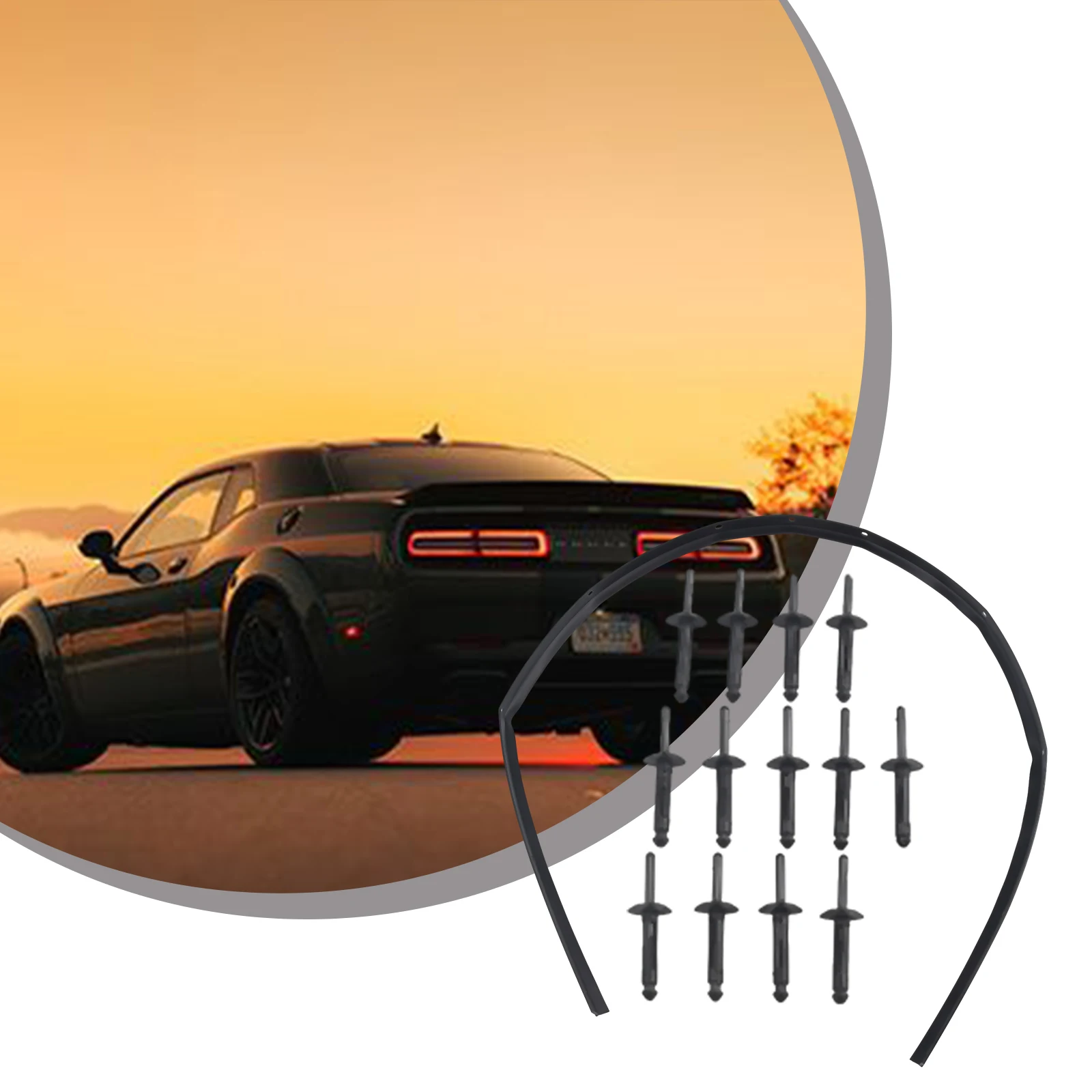 Rubber Hood Seal with Plastic Rivets for Dodge For Challenger 2008-2022 Front Bumper Fascia 68051392AB Compatible