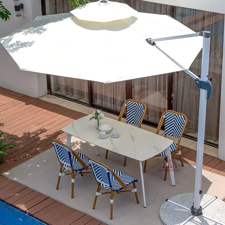 Outdoor Sun Umbrella Garden Furniture Cantilever Umbrella Aluminum Silver Cloth Restaurant Outdoor Garden Umbrella