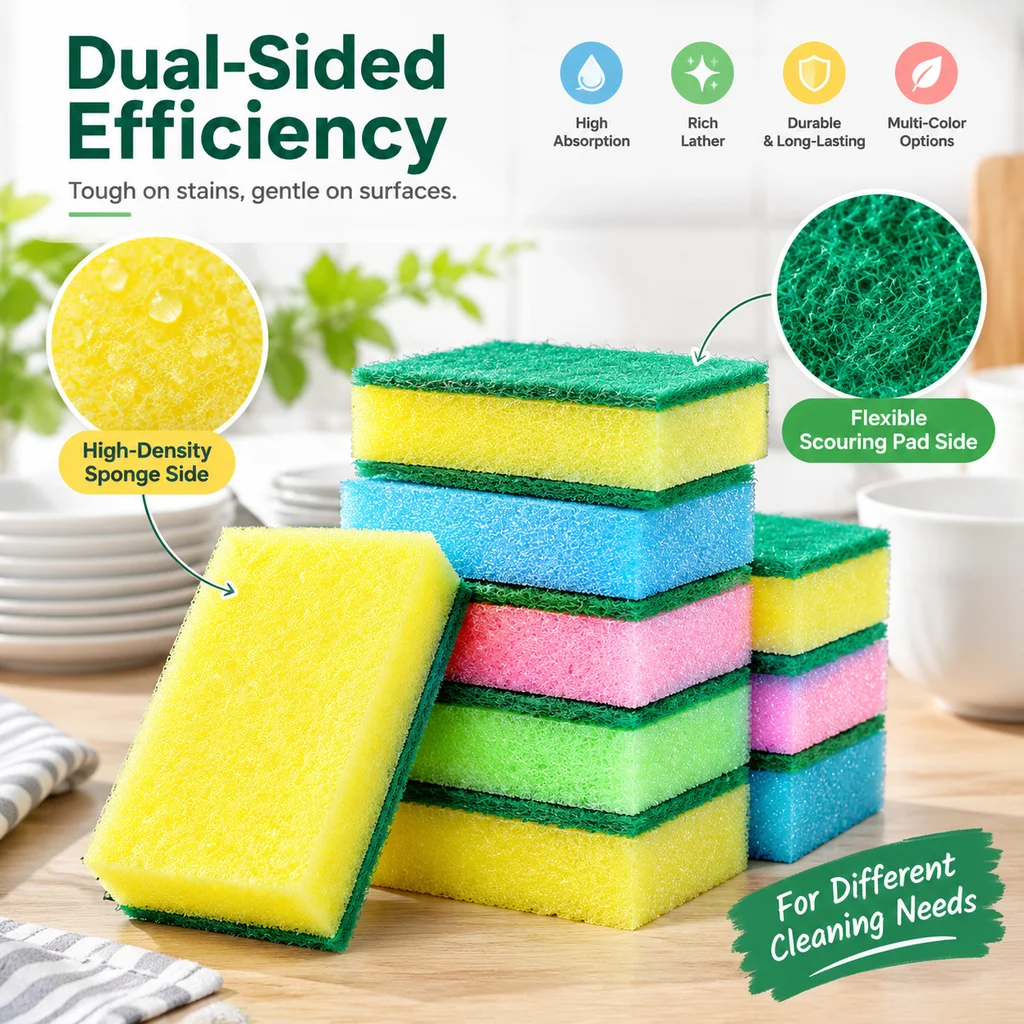 CXCY 5/10PCS Magic Sponge Cleaner Dual-Side Scrubber for Kitchen Bathroom Stain Remover Dishware Household Cleaning Tools