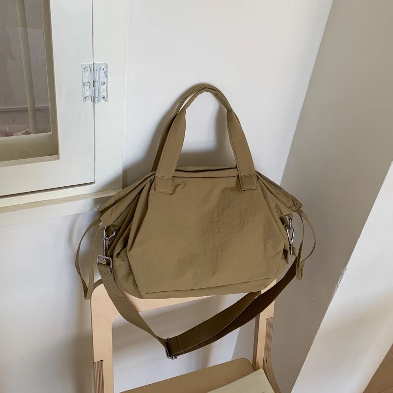 Soft Solid Nylon Zipper Youth Handbags High Quality Concise Neutral Shoulder Bags Casual Large Capacity Crossbody Bags