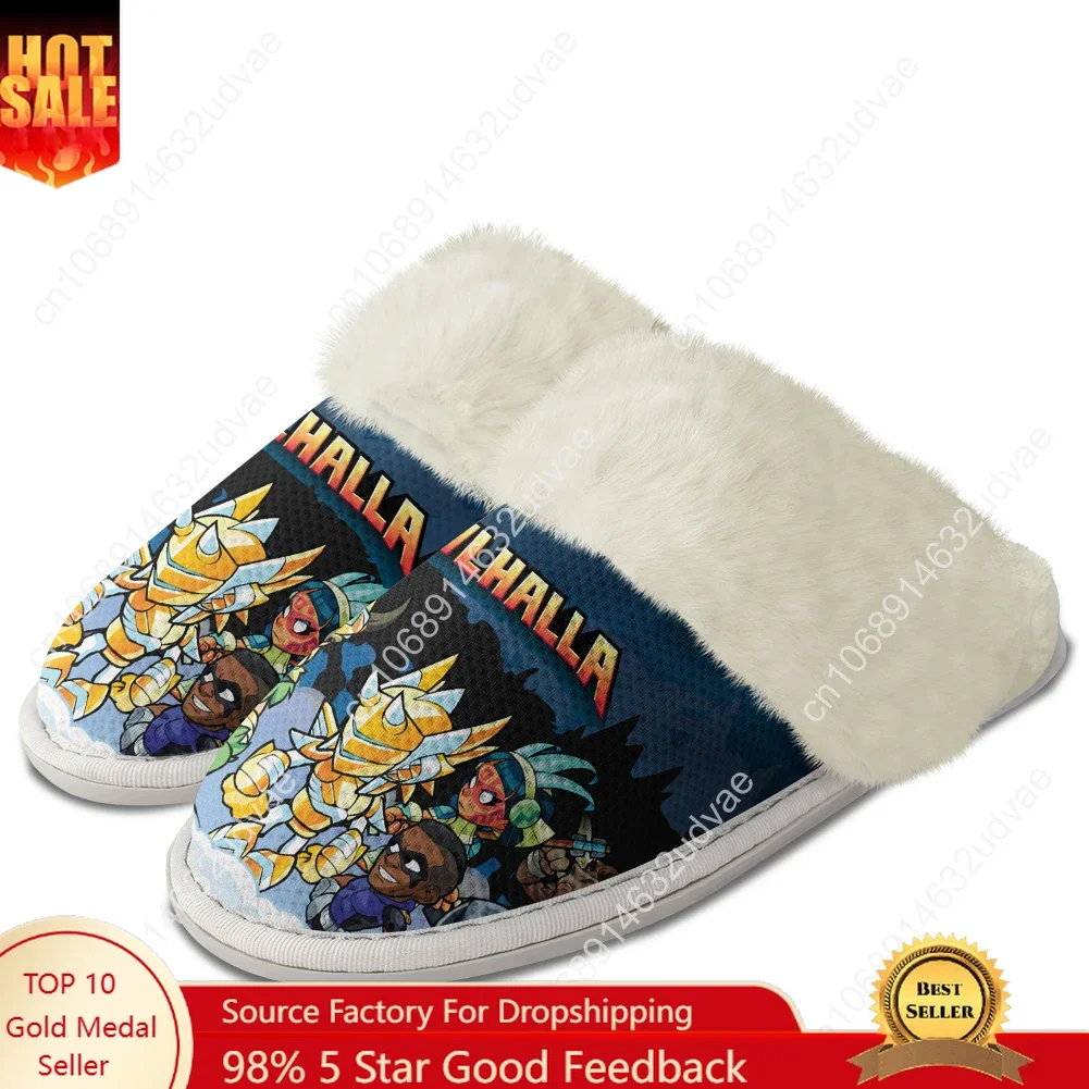 

Brawlhalla Plush Slippers Keep Warm Shoes Mens Womens Home Cotton Bedroom Customized Thermal Lightweight Slipper DIY