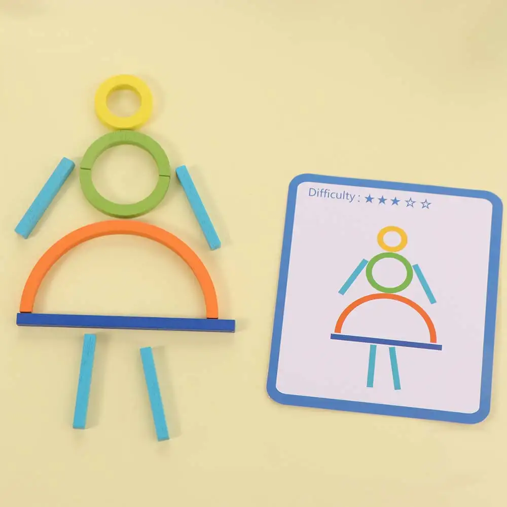 

Sticks and Rings Wooden Sticks Puzzle Montessori Intelligence Game Rings Puzzle Montessori Puzzle Creative Colorful