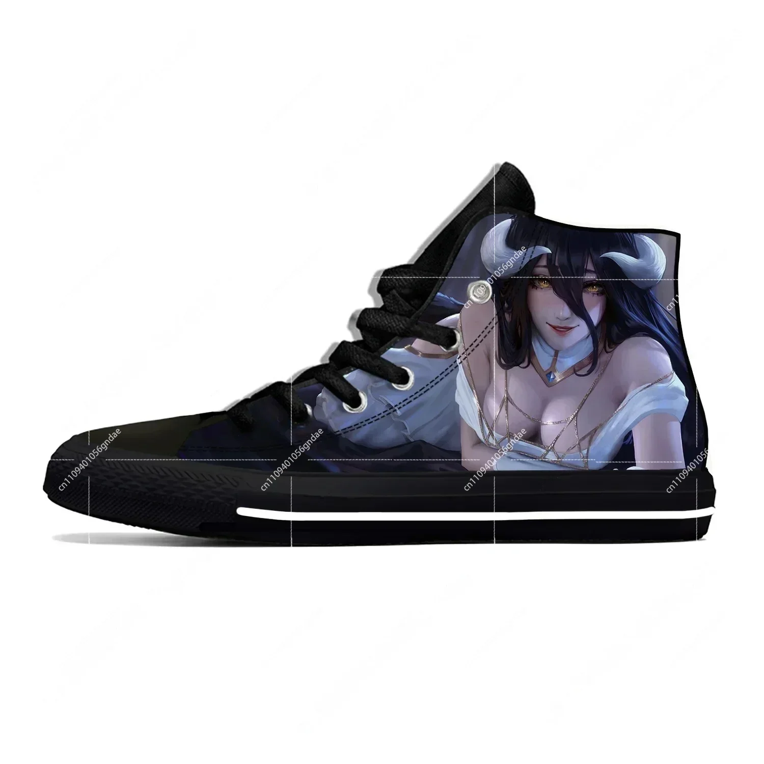 

Hot Anime Overlord Lightweight Black Cloth 3D Print Funny Fashion High Top Canvas Shoes Mens Womens Casual Breathable Sneakers