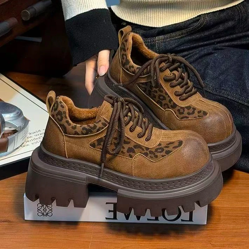 

Leopard Women's Sport Shoes Flats Platform Casual Loafers Shoes for Woman Winter Boots 2025 Cozy Fashion Botas Mujer Zapatos