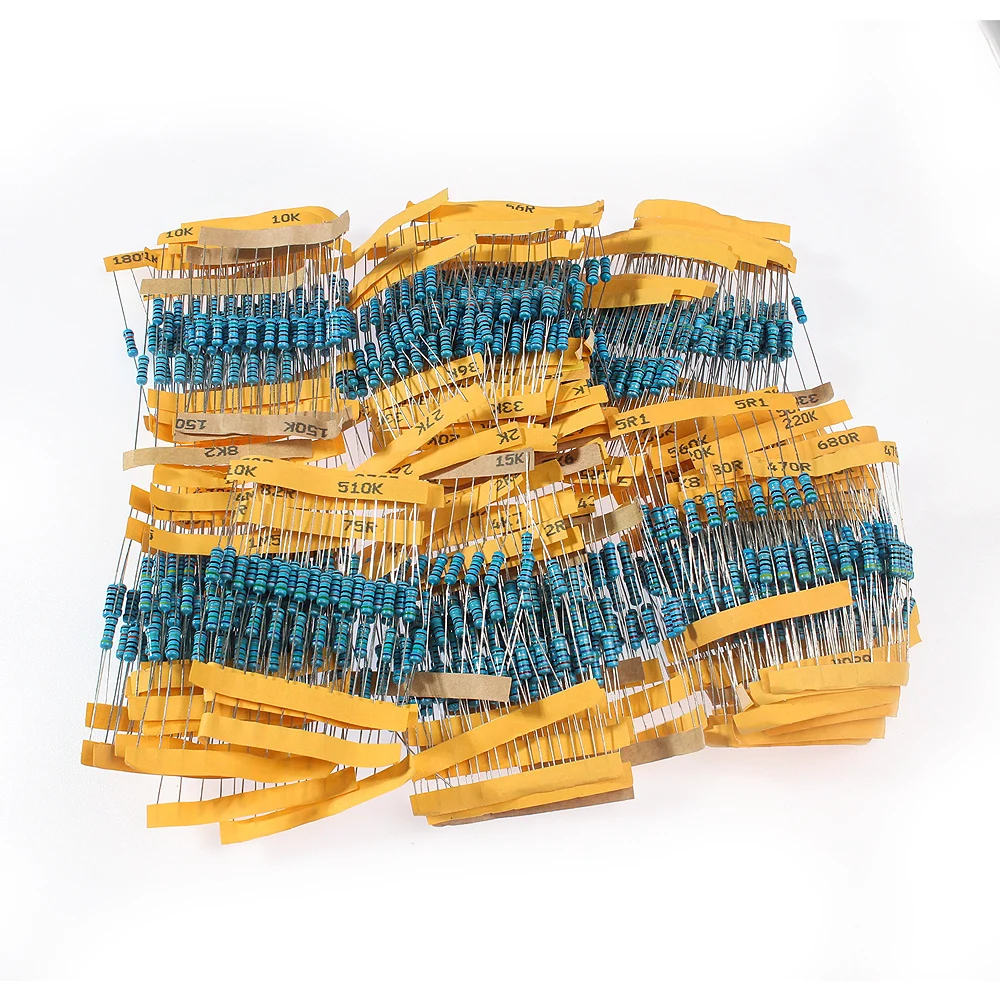 

1/2W 0.5Watt 1% Resistance Set 1R-10M 0.1R-3.6M 1K-820K 0.1R-750R Ohm Metal Film Resistor Resistance Assortment Kit Set