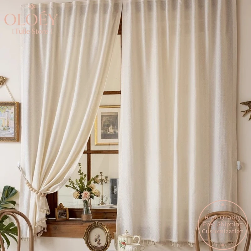 

Sheer Privacy Curtains for Balcony Hook Loop No Drilling Installation Light Transmitting Not See Through Bay Window Kitchen Yarn