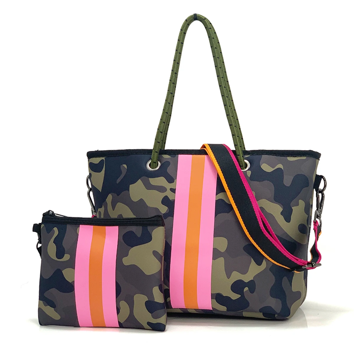 Fashion Neoprene Tote Bag with Pouch Strap Large Shoulder Crossbody Bag with Strap Neoprene Women's Handbag for Outdoor Travel