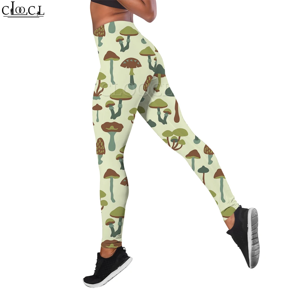 CLOOCL Seamless Leggings Fitness Trousers High Waist Yoga Pants Cartoon Mushroom Printing Buttocks Leggings Women Clothing