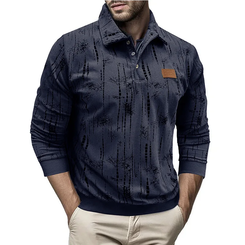 

European and American Men's Long-sleeved Sweatshirt American Fashion Brand POLO Shirt Autumn and Winter New Lapel Top