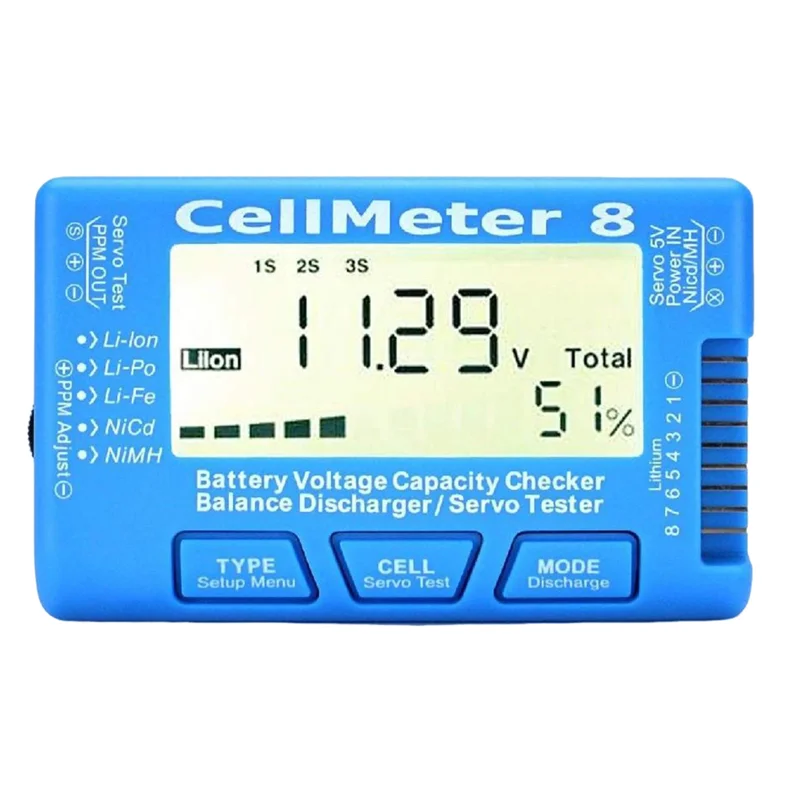 RC Cellmeter8 1S-8S قدرة البطارية الجهد اختبار متر ل يبو ليثيوم لون نيمه متر دائم