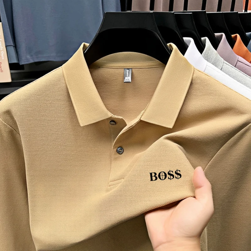 الراقية العلامة التجارية قميص بولو مطبوع بأكمام طويلة 100% القطن الخالص الرجال أفضل الخريف البند الجلد ودية مريحة تي شيرت غير رسمي