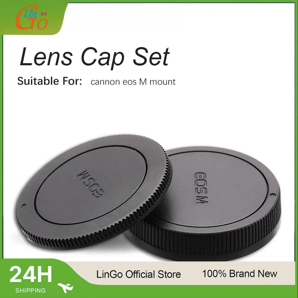 LinGo Camera Body Cover + Rear Lens Cap Anti-dust Protection Plastic Black For Canon EOS M M3 M6 M100 M50 EF-M Mount