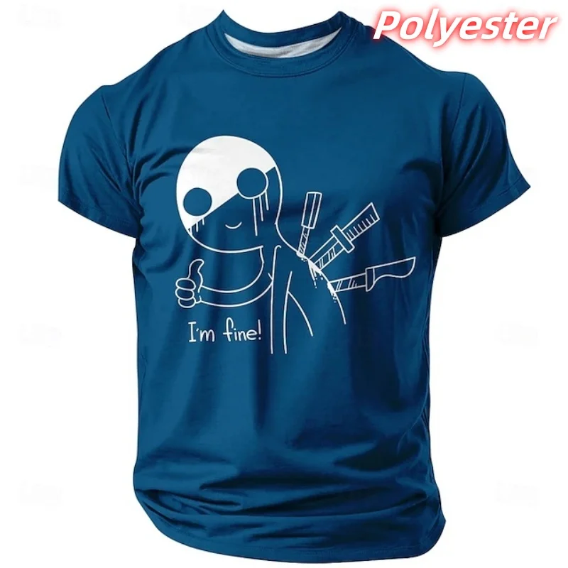 Cartoon Knife Pattern T Shirt For Men Fun Humorous 3D Printed Short Sleeve Tees Summer Street Loose Tops Round Neck T-Shirts