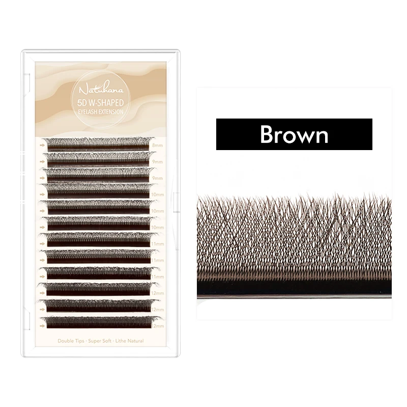 NATUHANA 3D W Shape False Eyelashes, Brown
