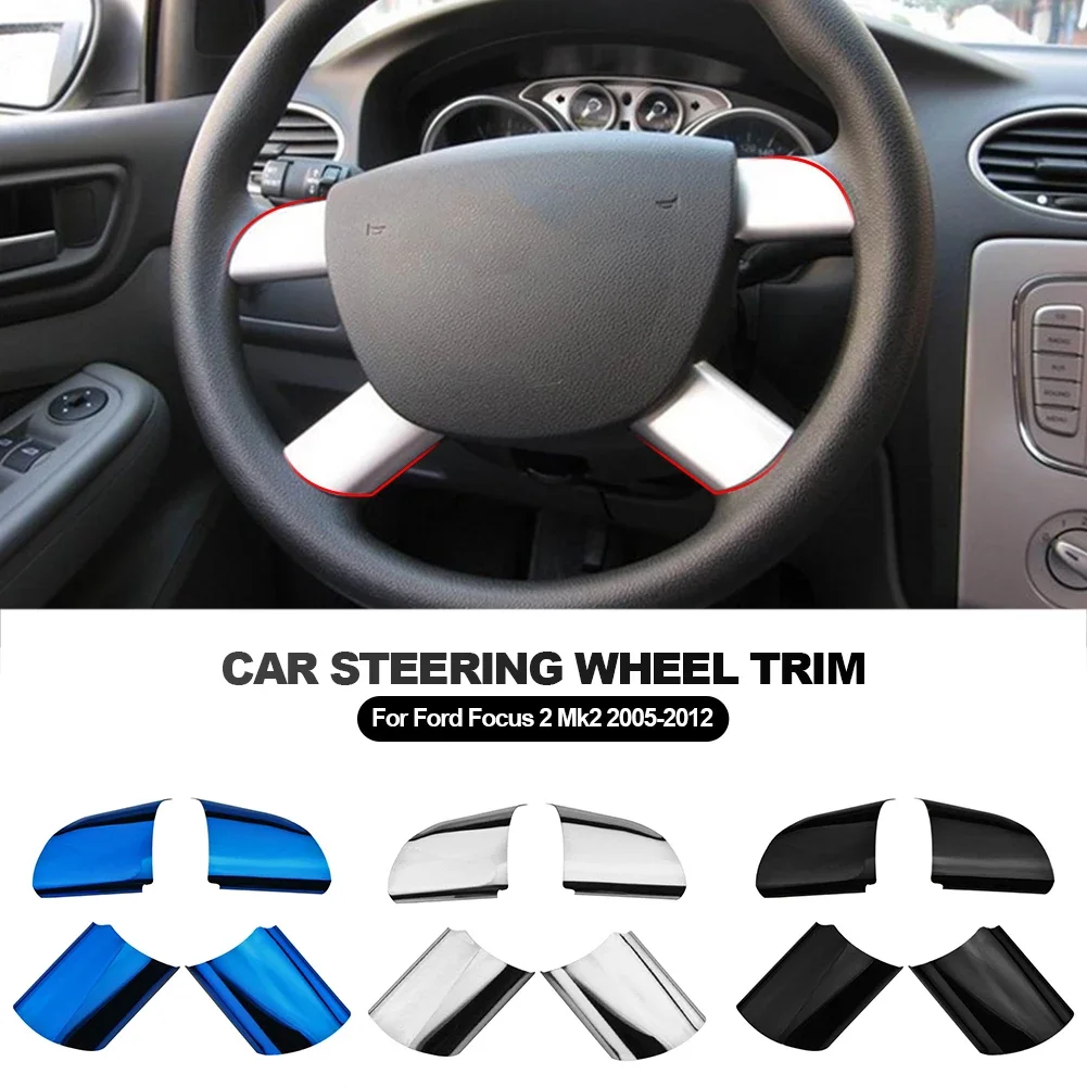 4Pcs Car Interior Steering Wheel Trim Cover Sticker for Ford Focus MK2 2005 2006 2007 2008 2009 2010 2011 Decoration Accessories