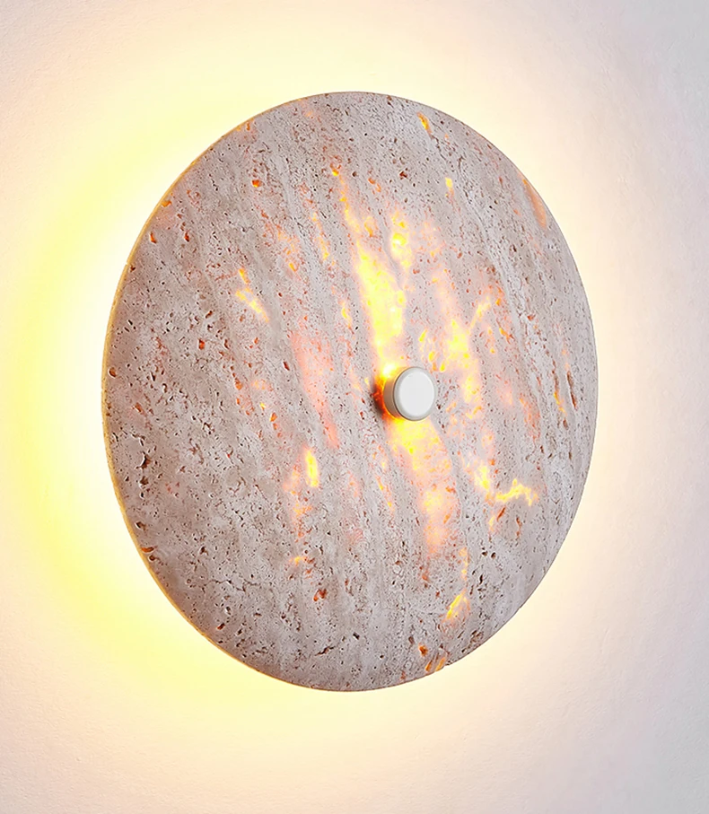 Art Round Natural Stone LED Wall Lamp
