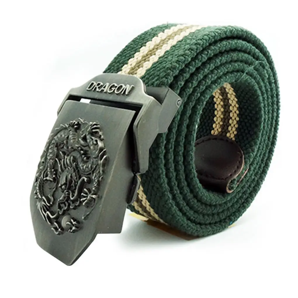 Mannen En Vrouwen Dikker Canvas Sterke Automatische Drakengesp Militaire Riem Casual Tailleband