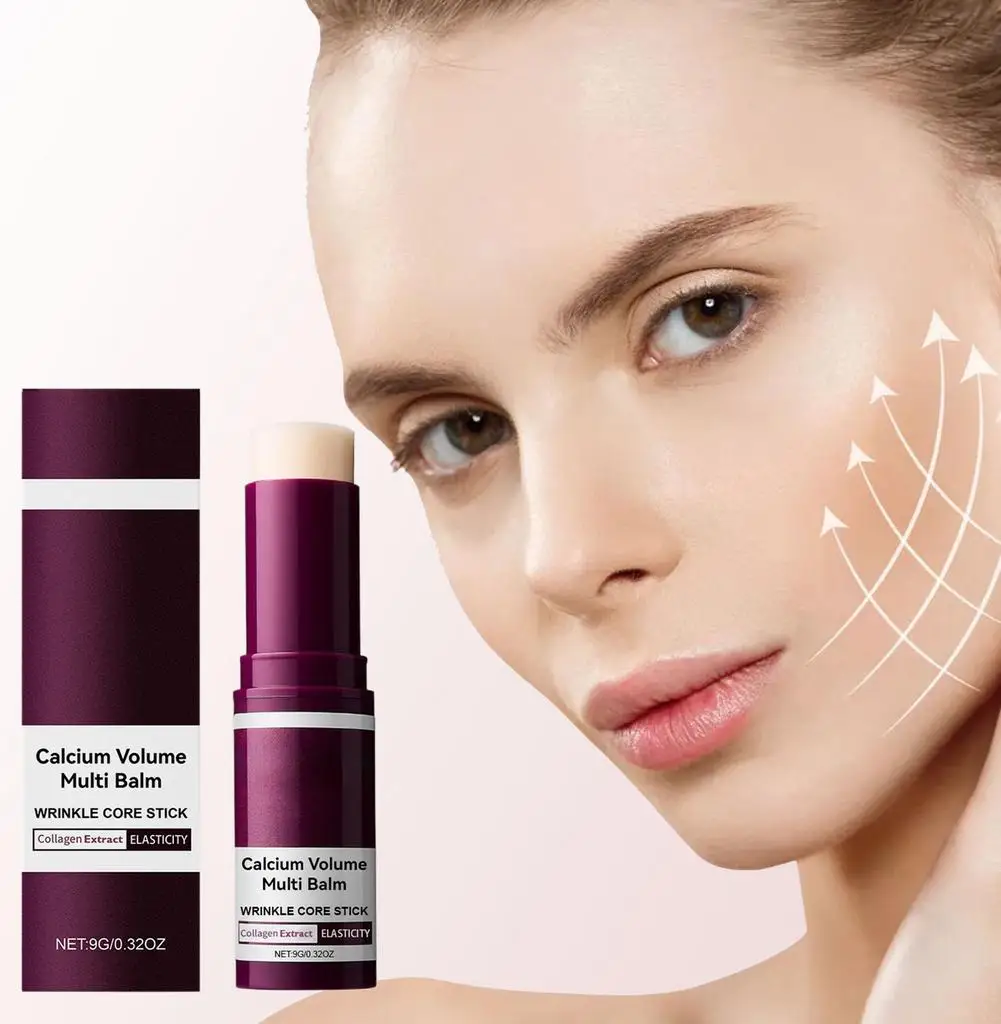 Bálsamo múltiple con volumen de calcio, barra coreana para el cuidado de la piel, crema facial y para ojos, colágeno, hidratación profunda, antiarrugas, adecuado para premaquillaje