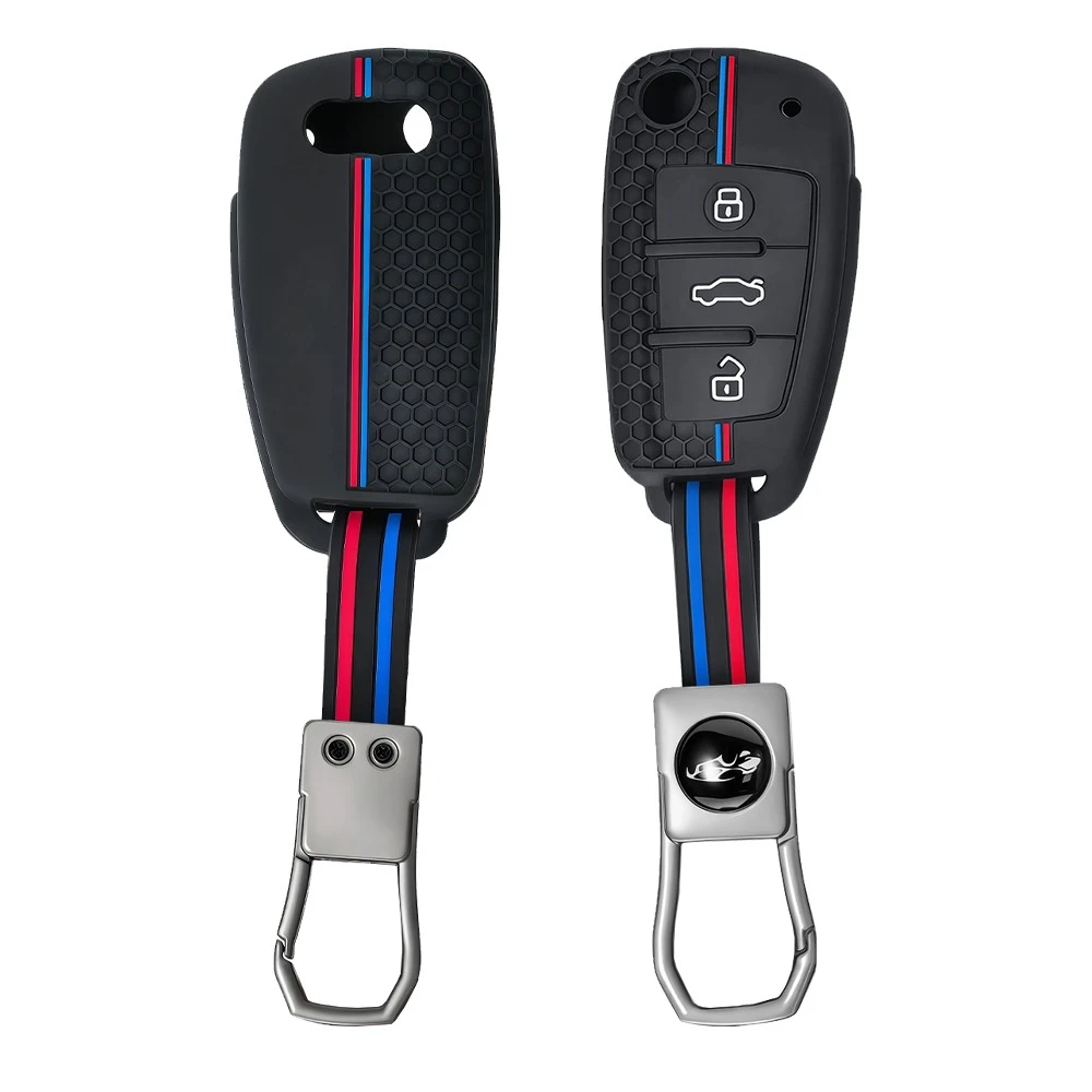 

Silicone Car Key Case Cover Fob For Audi A4 B7 A6 C5 C6 A1 A3 8P TT Q3 Q2 Q7 TTS R8 S3 S6 RS3 RS6 Keychain Fob Accessories