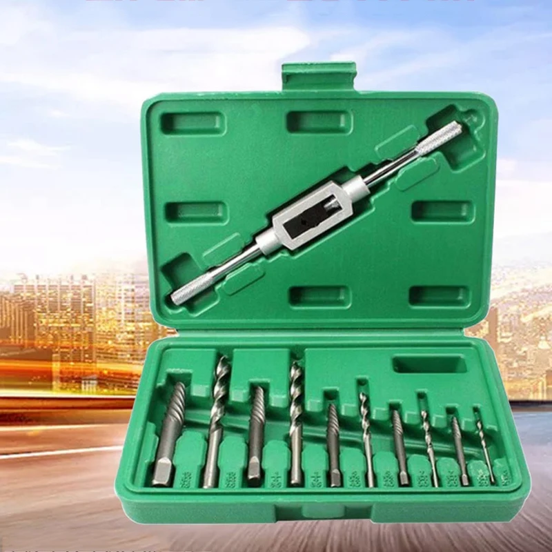 11Pcs Damaged Screw Extractor Set Remove Stripped or Broken Screws Bolt Fastener Easy Out with Right Handed Boring Drill Bit Set