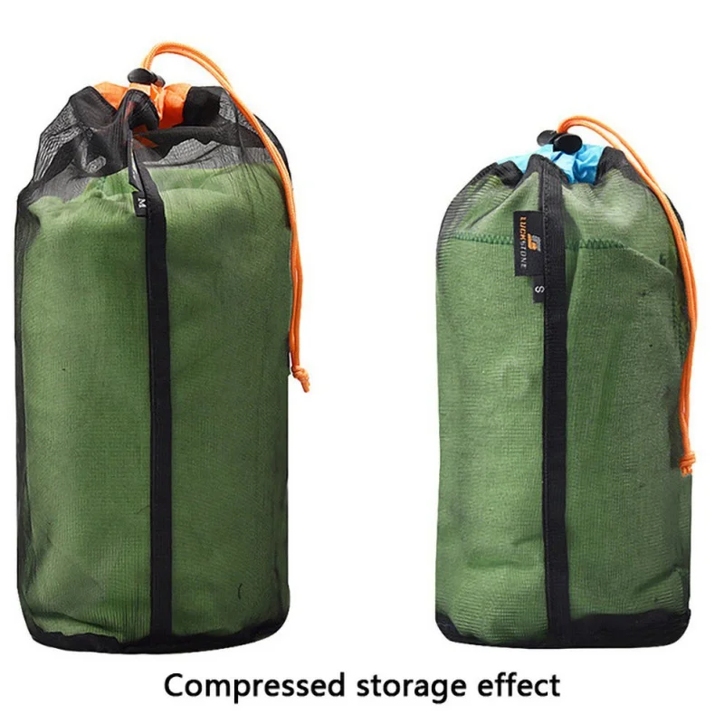 5 Color Outdoor Ultralight Mesh Storage Bag For Sports Camping Drawstring Storage Pack Hiking Travel Tools Compression Bags