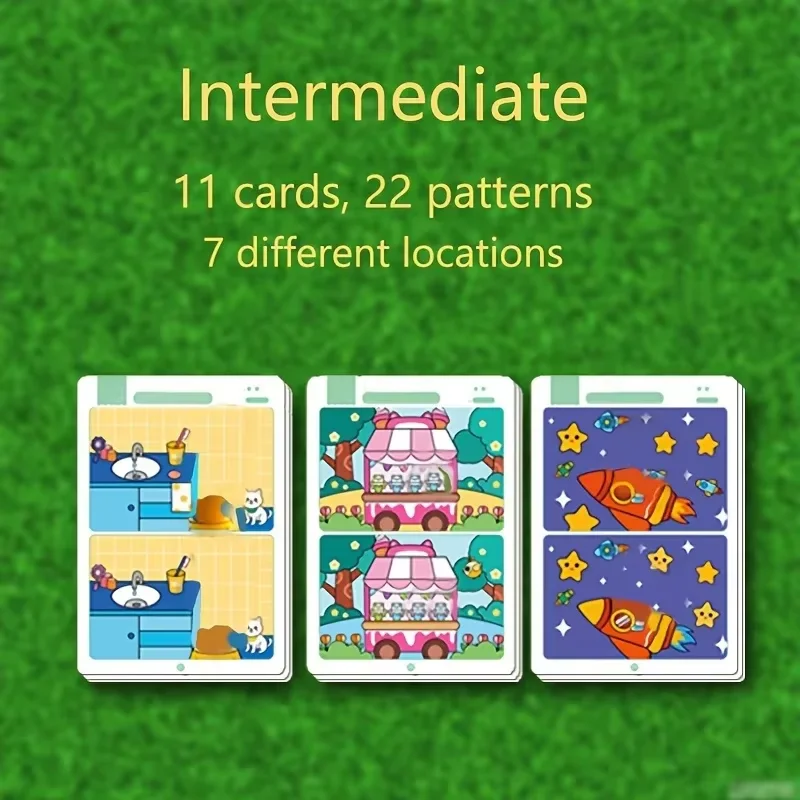 1-3 セットの教育的障害探しゲーム: 集中力と注意力トレーニング用の再利用可能な拭き取り紙 絵画教育ツール