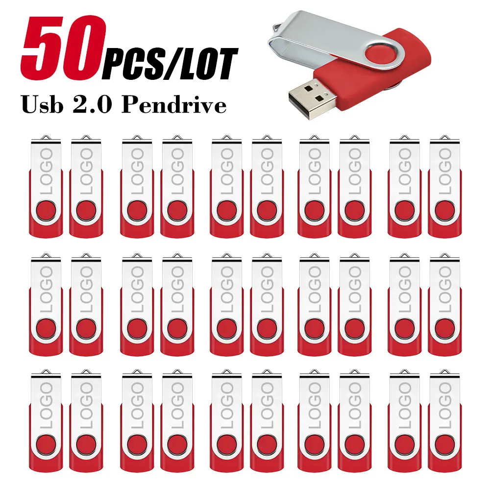 50 Pcs Lot Free Custom USB Flash Drives 4GB 8GB 16GB Pen Drive 32GB 64GB Usb Sticks Pendrive 512MB 256MB Gift Memory Stick