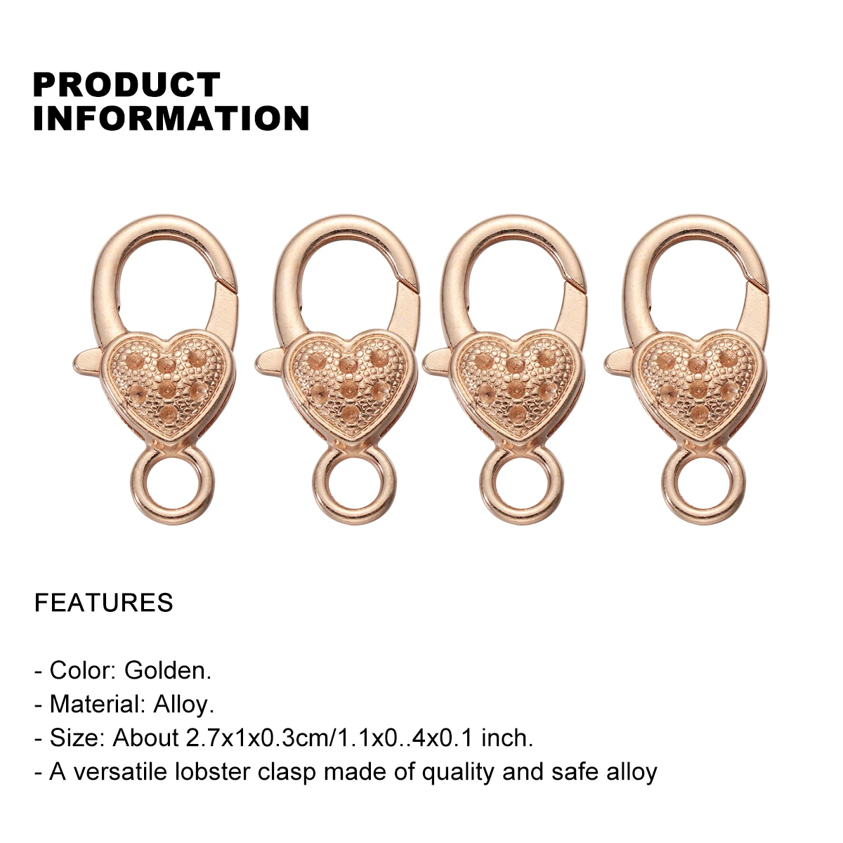 10개입 하트 모양 로브스터 클립 합금 클로우 클립 빈티지 스타일 버클 가방 스트랩 DIY 주얼리 제작 키