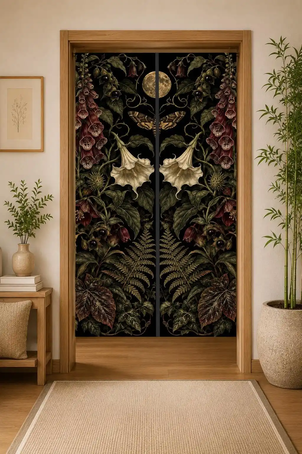 Vintage Botanical Garden Door Curtain Panels Gothic Floral Tapestry Style Home Decor Screen