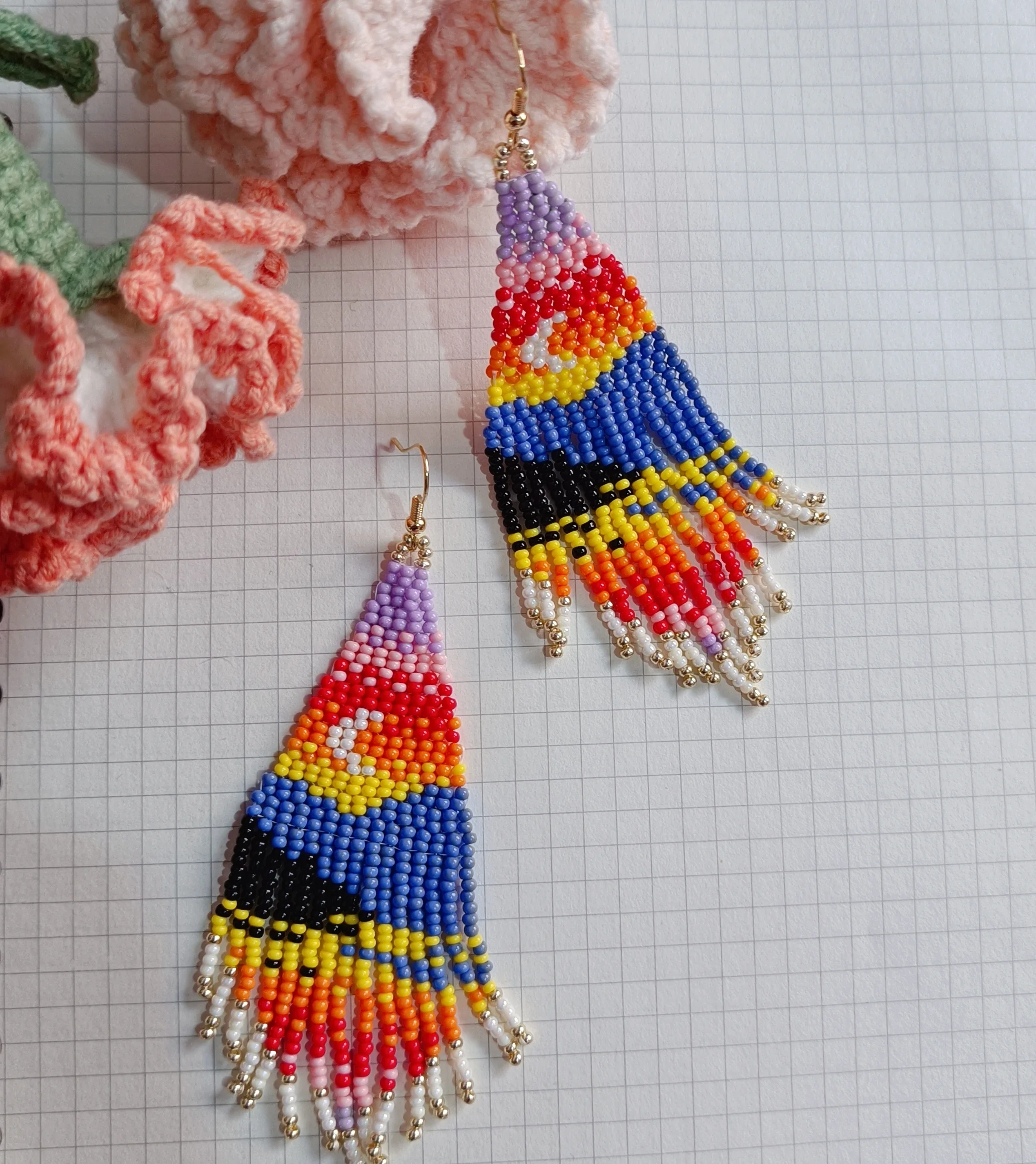 Rice Bead Earrings  Tassels  Scenery  Moon Fashion  Simplicity  Hand Knitting Alloy Bohemia Female Beaded earrings