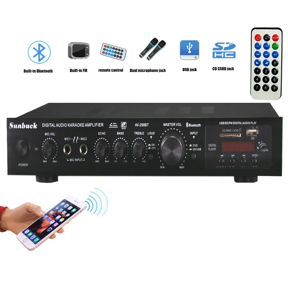 AIYIMA-AMPLIFICADOR DE sonido Digital envolvente SMSL altavoz de Audio con Control remoto por Bluetooth 5 1 estereo HiFi