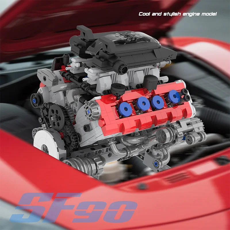 High Performance Hybrid Fury Turbocharged Building Blocks Motorized Simulation Engine with DIY Technical Parts Educational Gifts