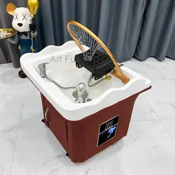 Champú de belleza, silla de salón de belleza, silla para lavar el cabello, lavabo de champú, lavabo de champú para Spa, lavacabezas, muebles de barbería