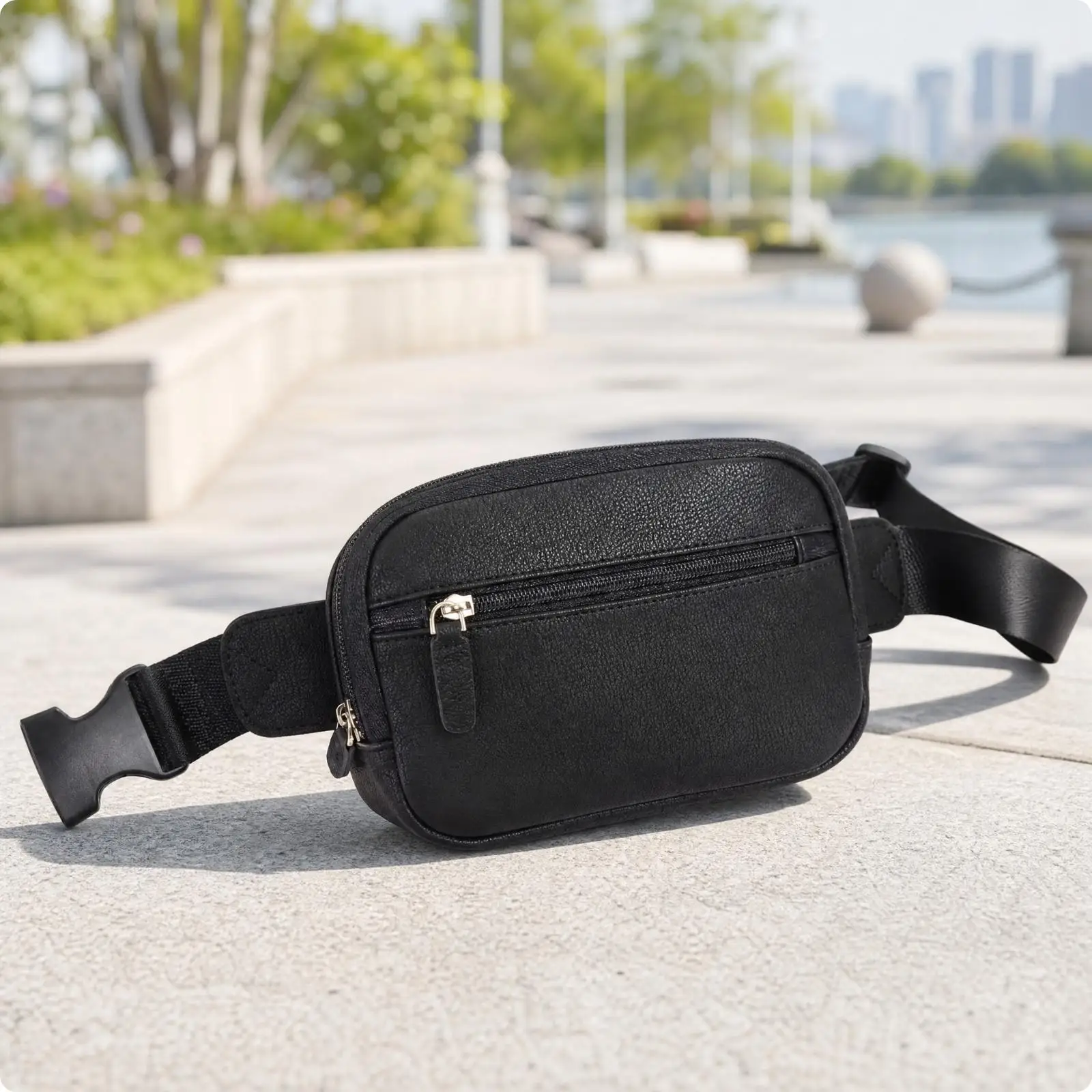 Sleek Waist Bag for Travel Fitness with Rear Pocket and Adjustable Strap for Comfort
