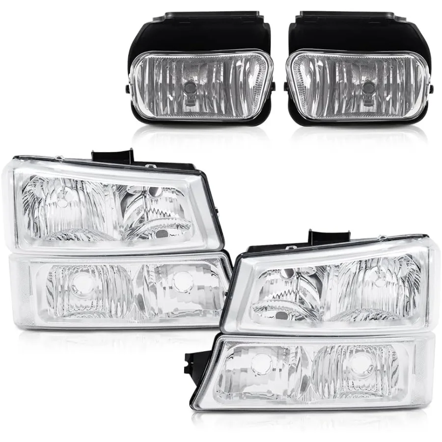 

Compatible for Chevy Avalanche 2003-2006 Silverado 1500HD 2003-2007 Silverado 2500HD 2003-2006 4pcs Clear Corner Headlight Fog L