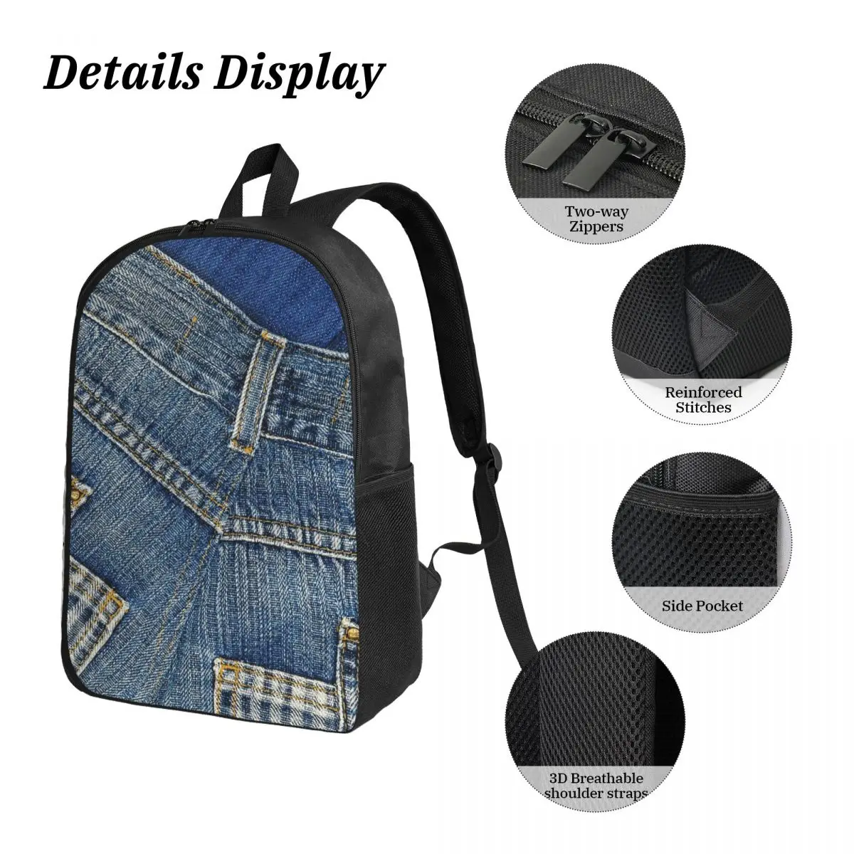 

Джинсовый рюкзак Behind Pants I Love Bluejeans, сумка для книг для мальчиков и девочек, школьная сумка, сумки на плечо, изолированная сумка для обеда 3 шт., пенал