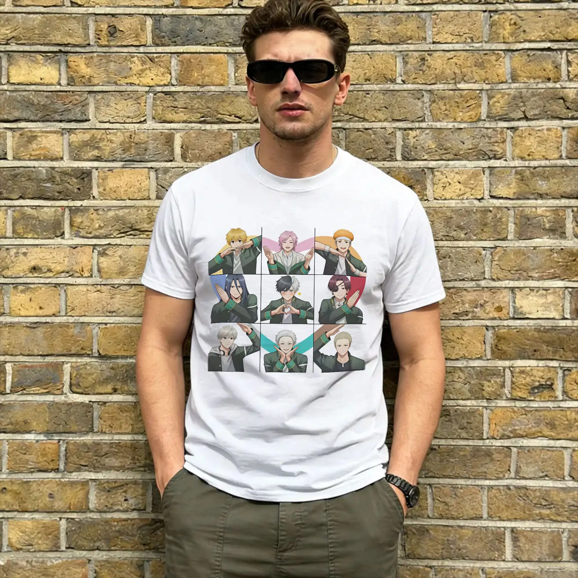Ren Kaji T Shirt Men's  100% Cotton Vintage T-Shirts Round Neck Wind Breaker Tee Shirt Short Sleeve Clothes Printing