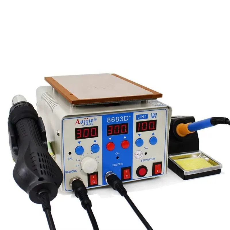 3 in 1 LCD Digital Hot Air Iron Separator Soldering Iron Best Soldering Station