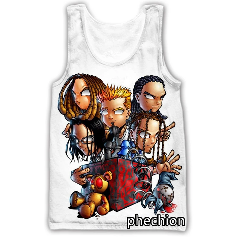 phechion New Fashion Men/Women Korn Band 3D Printed Sleeveless Vest Streetwear Men Loose Sporting Tank Top A239