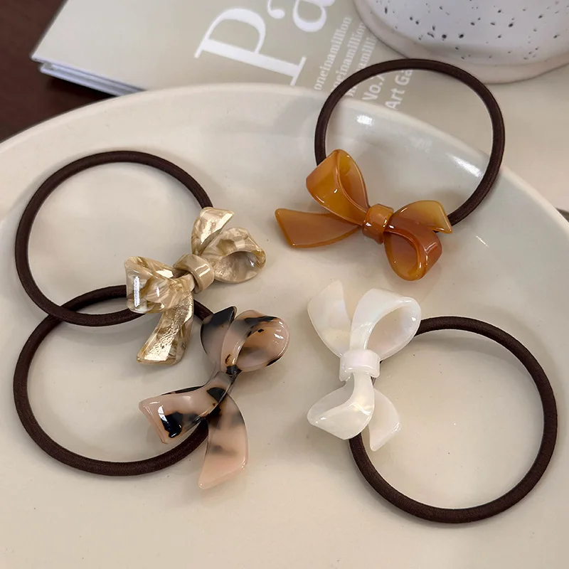 Ribbon Acetate Bow Hairband Sweet and Elegant Hair Tie Elastic Hair Tie Ponytail Hair Accessory